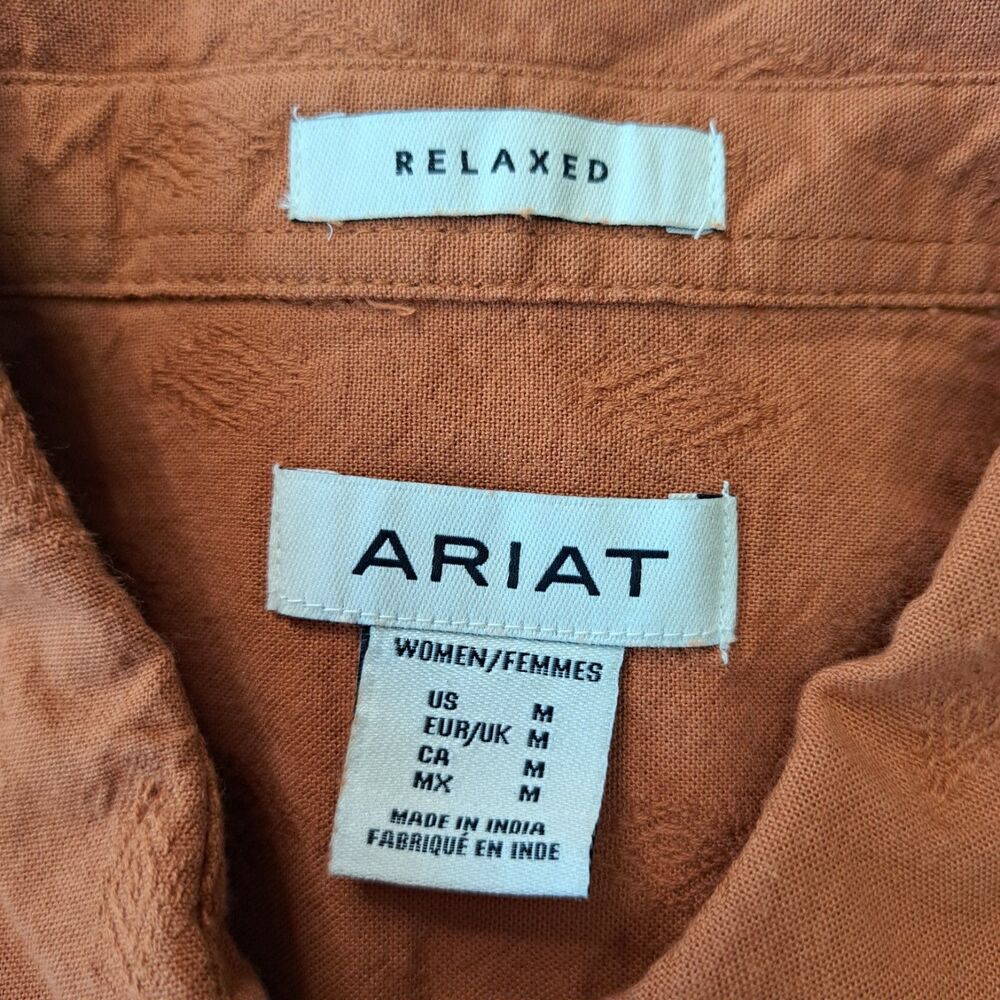 Ariat Billie Jean LS Rust Textured Cotton Button-Up Relaxed Fit Western Rodeo M - Picture 5 of 8